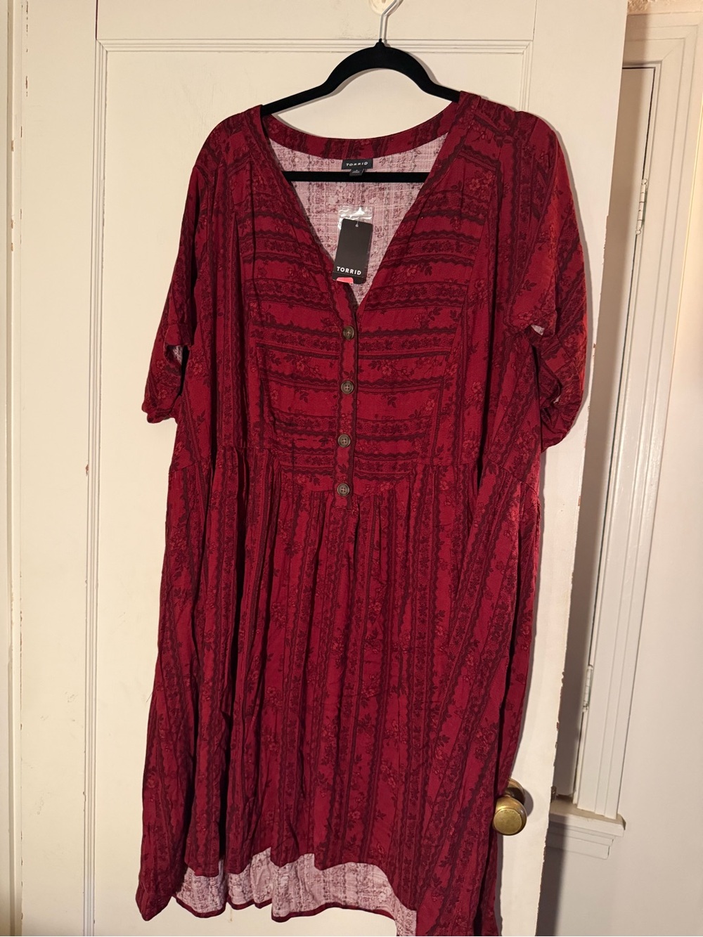 torrid Burgundy Button-Front Midi Dress